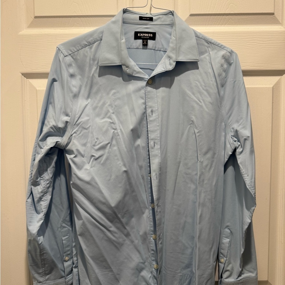Express Blue Casual Button Down Shirt